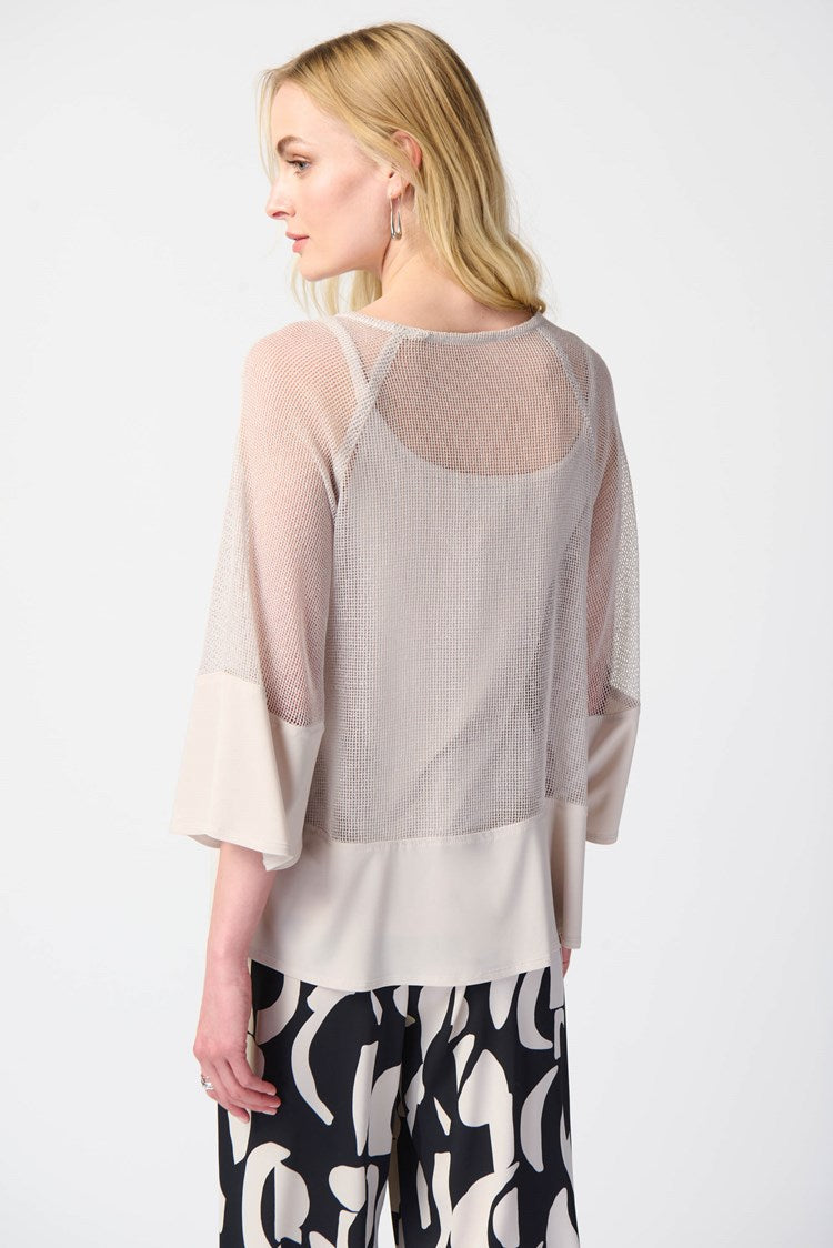 MESH AND SILKY KNIT TWO PIECE TOP