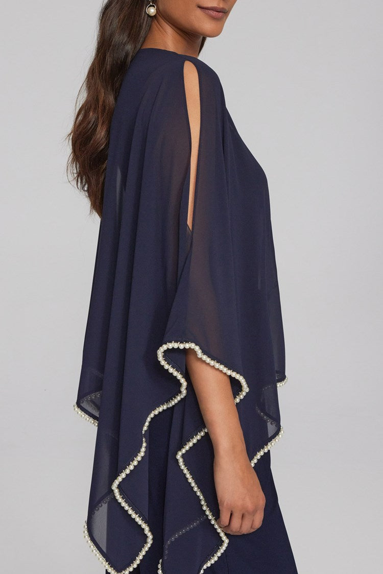 CHIFFON AND SILKY KNIT PONCHO