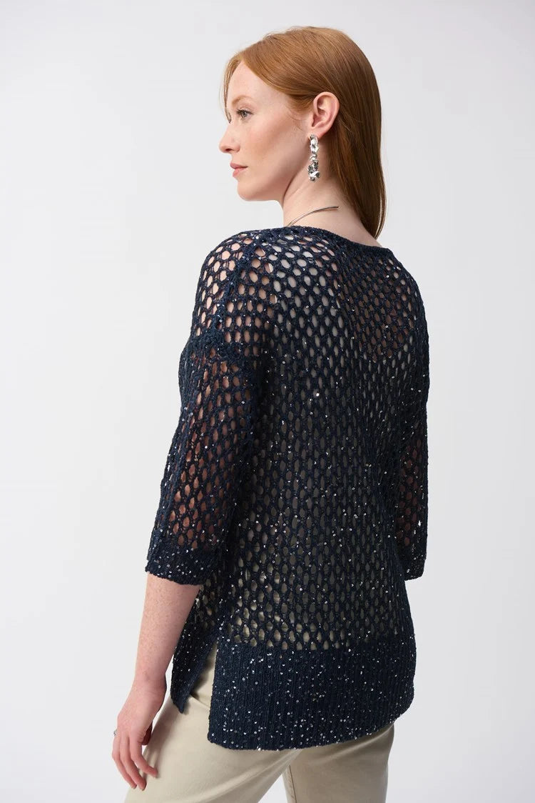 OPEN STITCH SWEATER WITH SEQUINS