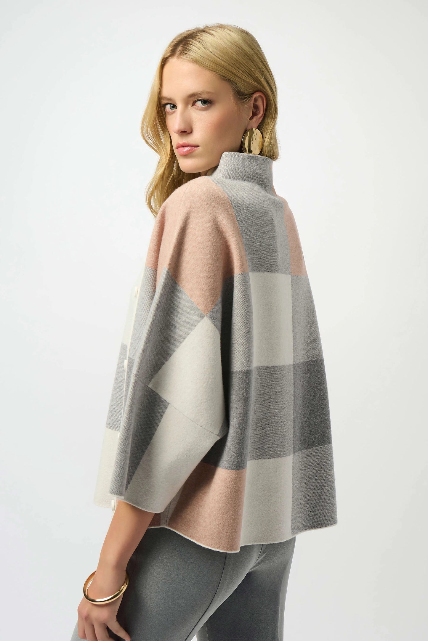 PLAID BUTTON FRONT SWEATER