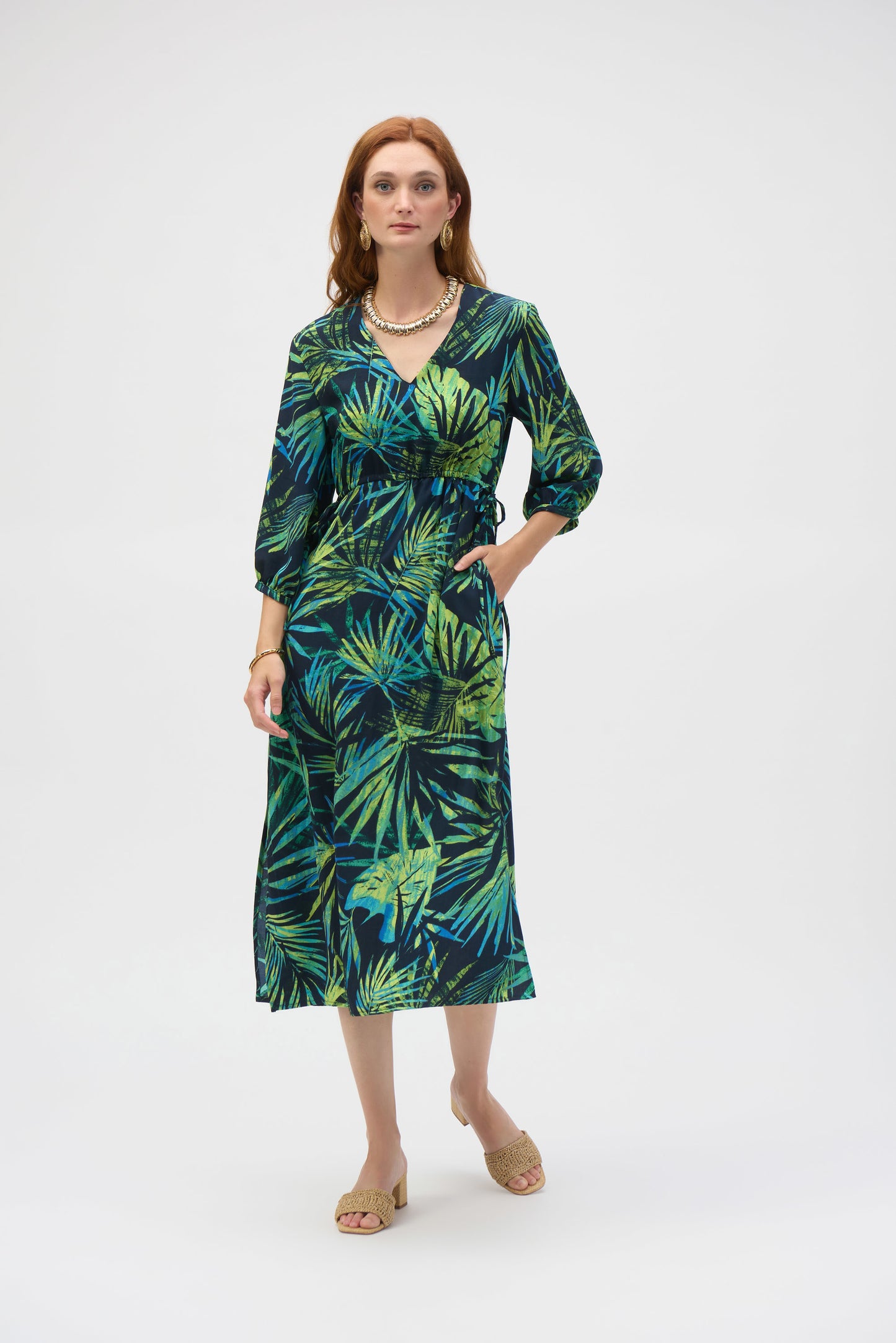 GAUZE TROPICAL PRINT DRESS
