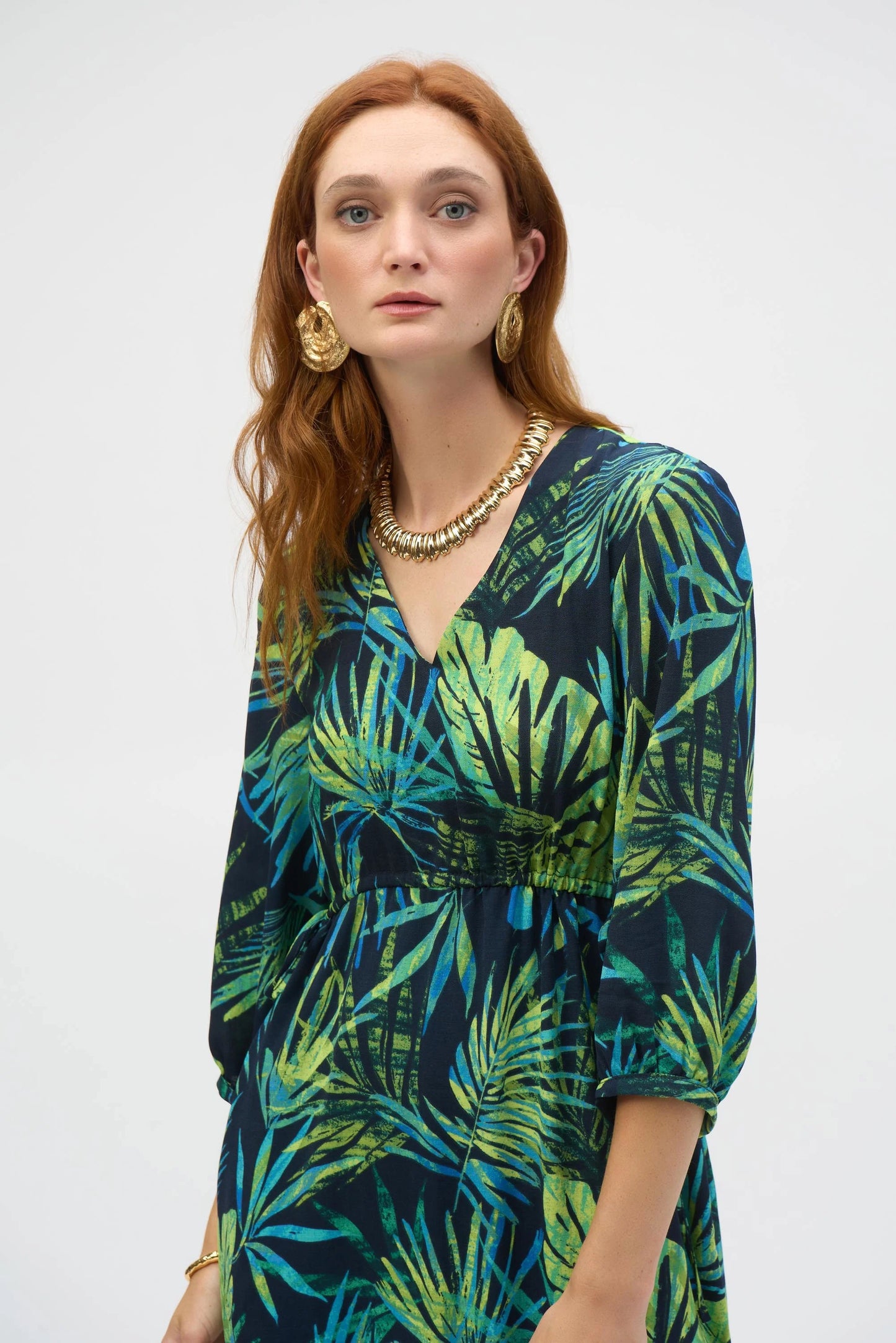 GAUZE TROPICAL PRINT DRESS
