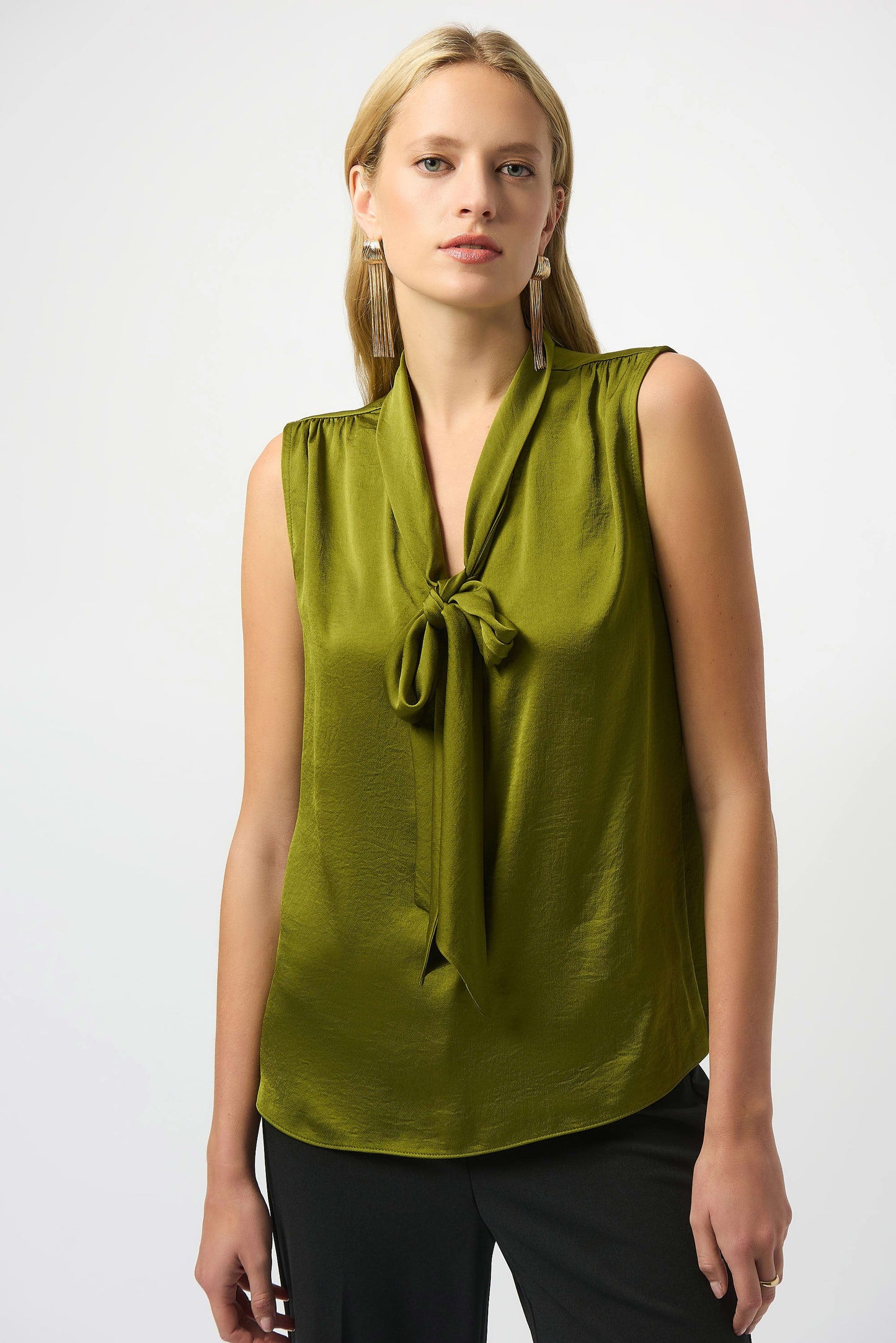 SATIN TIE NECK TOP
