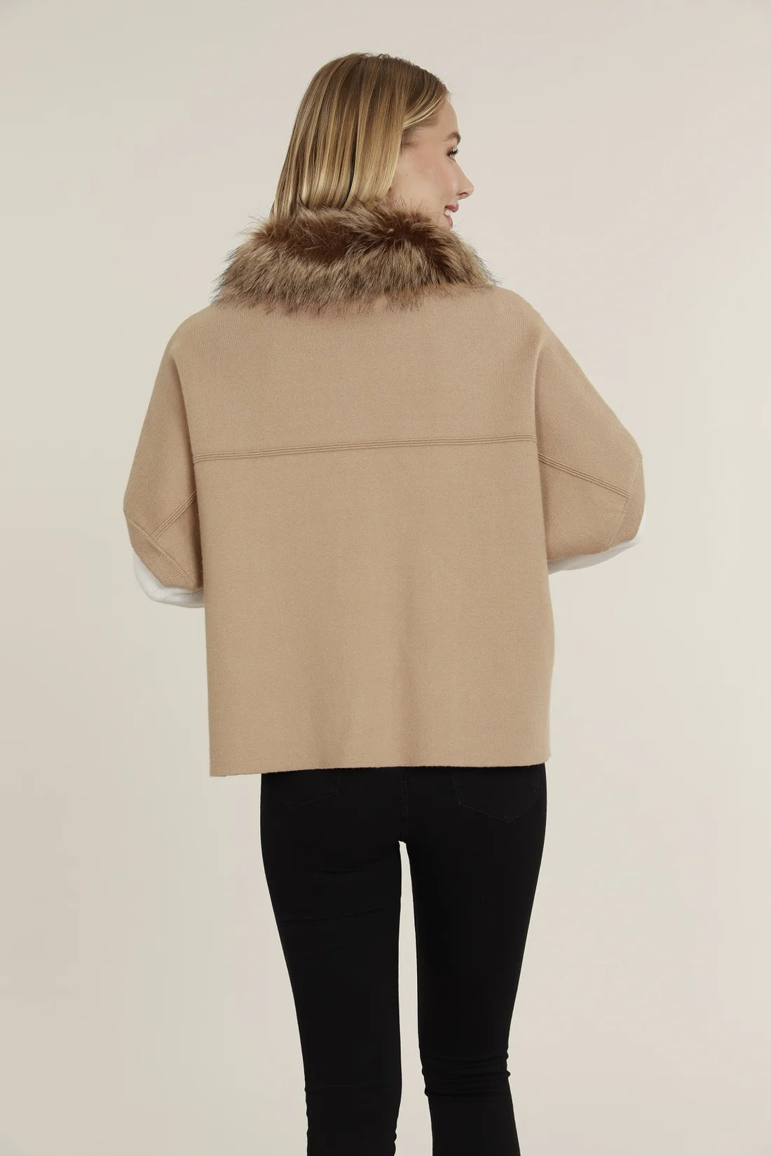 FAUX FUR TRIM CARDIGAN