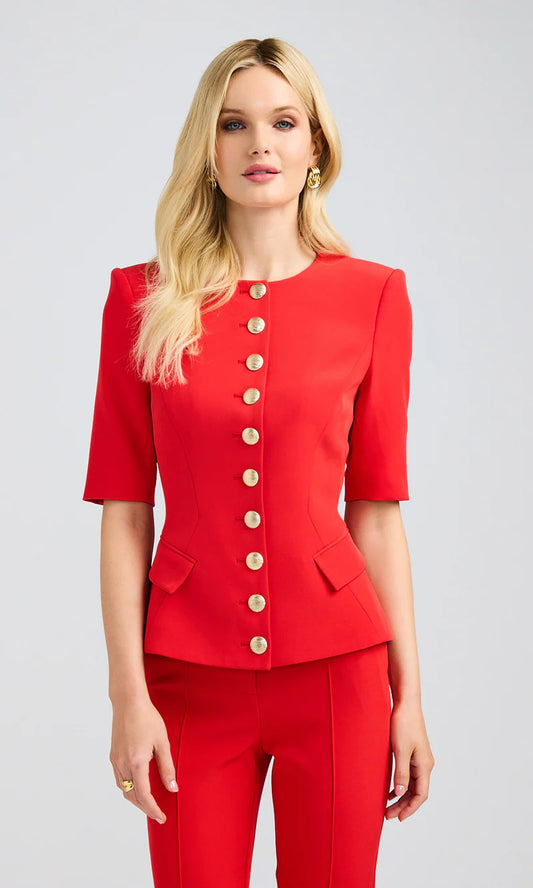 BUTTON FRONT CREPE JACKET