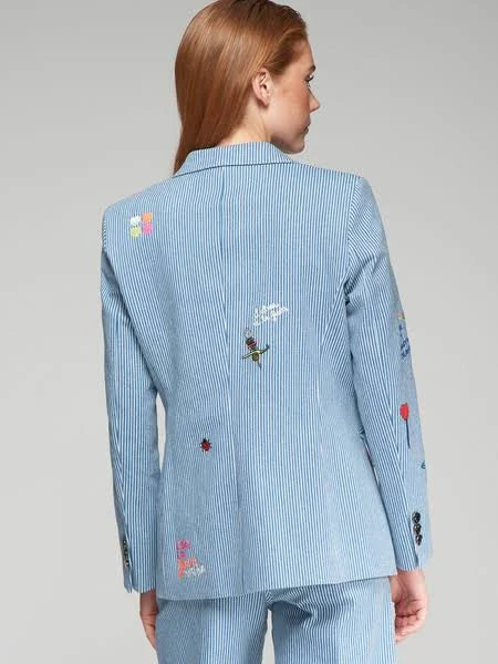 PINSTRIPE BLAZER WITH PATCHES