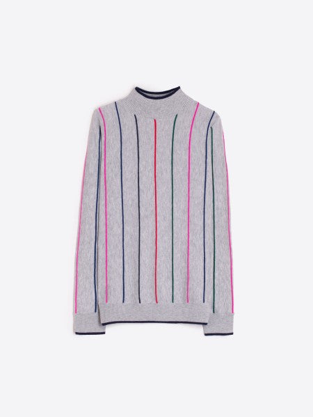 GREY MULTICOLORED STRIPED KNIT