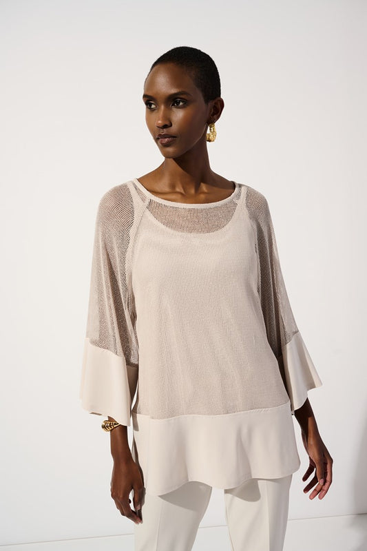MESH AND SILKY KNIT TWO PIECE TOP