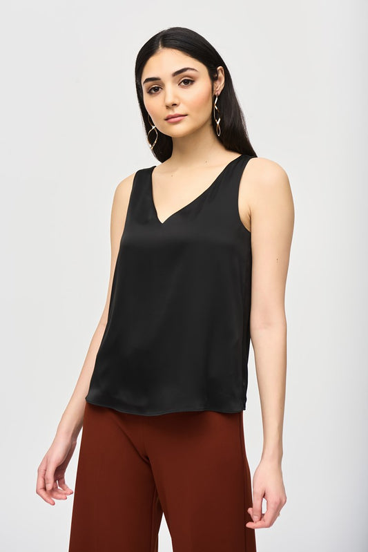SATIN STRAIGHT SLEEVELESS TOP