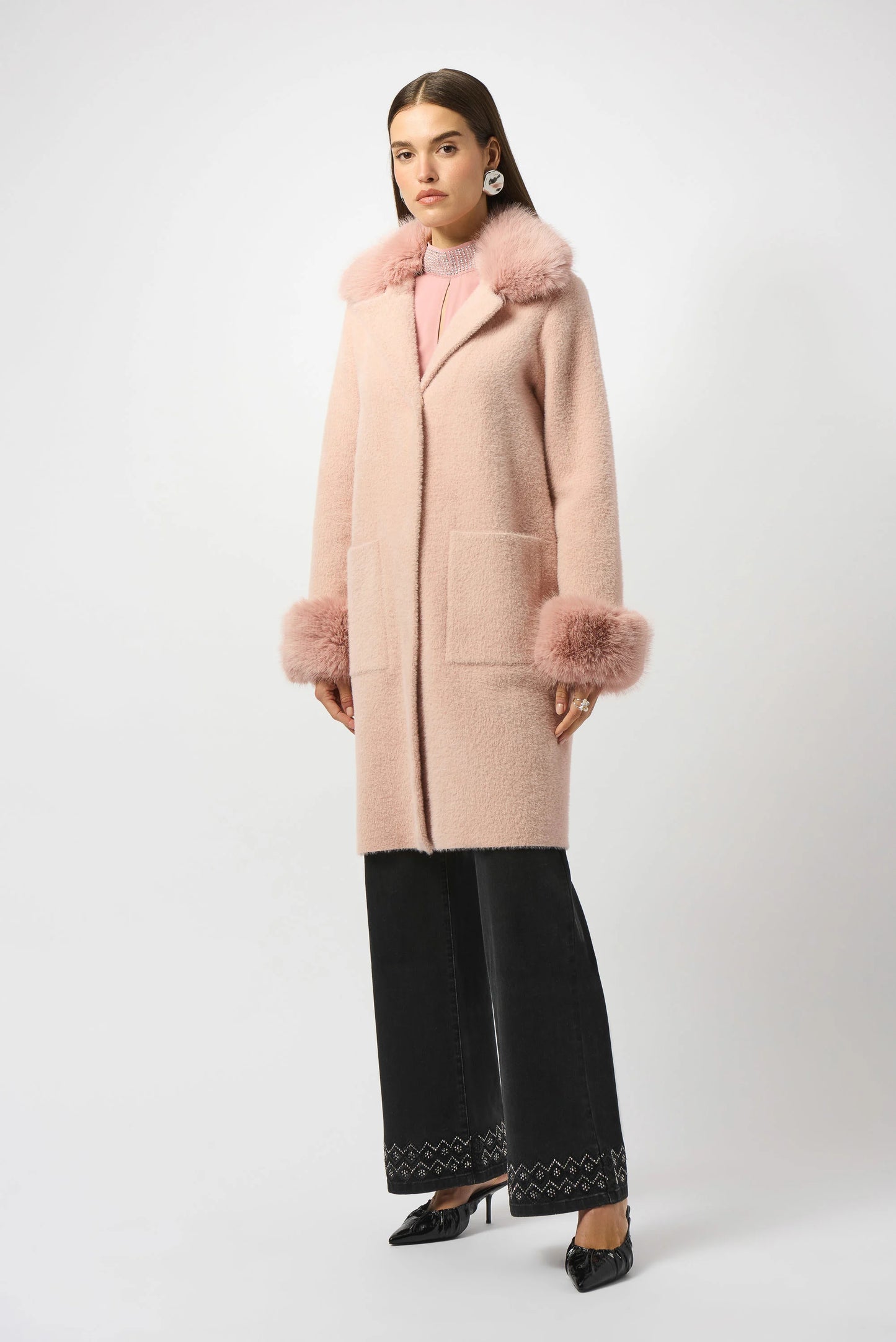 FAUX FUR SWEATER COAT