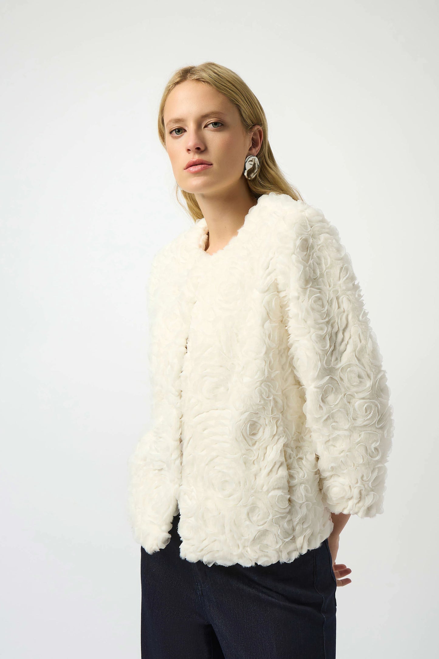 FAUX FUR EMBROIDERED JACKET