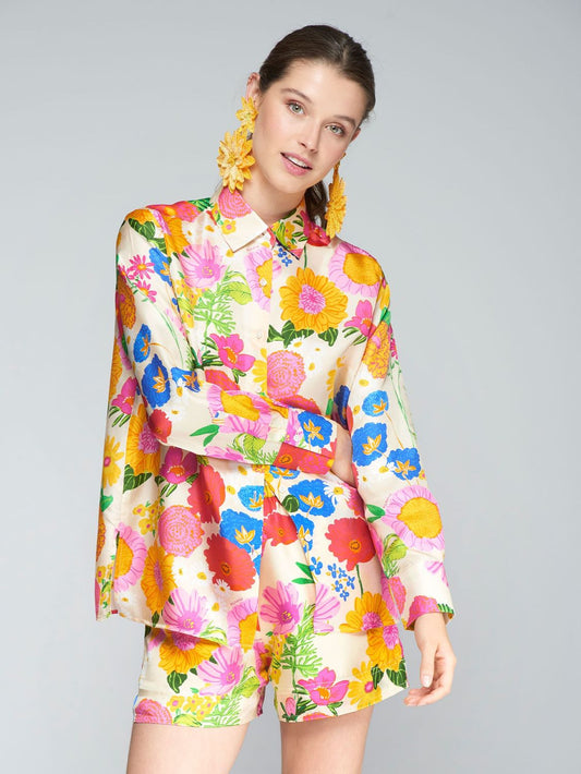 FLORAL SILK BLOUSE