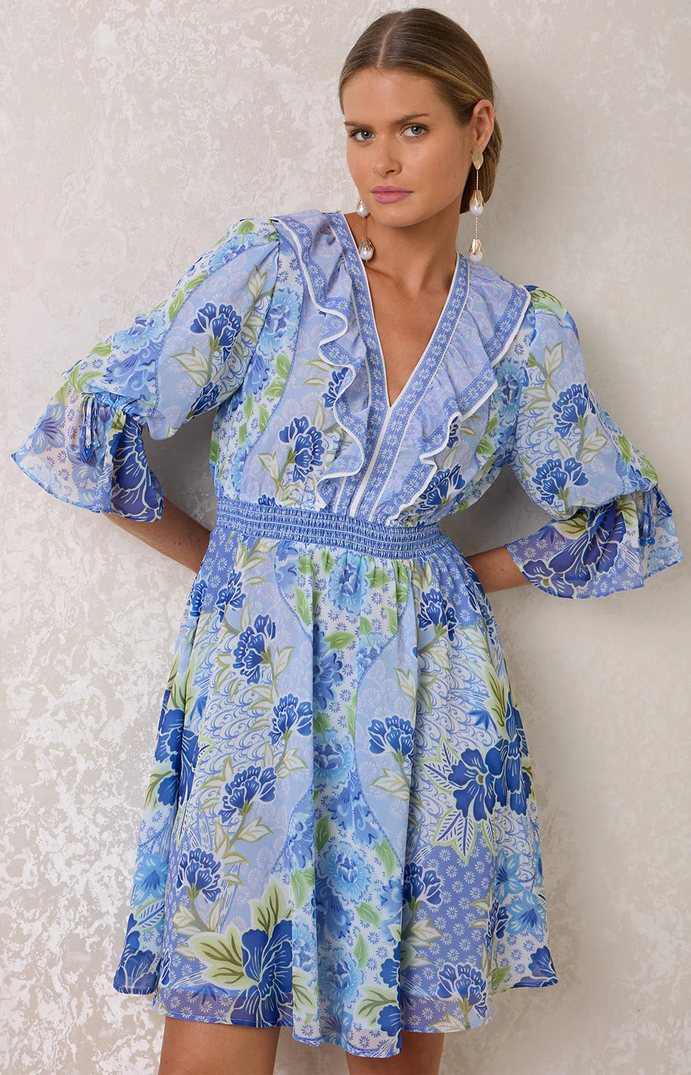 3/4 SLEEVE FLORAL DRESS