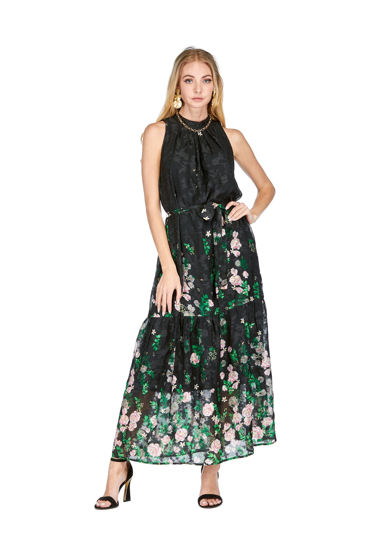 BLACK FLORAL MAXI DRESS