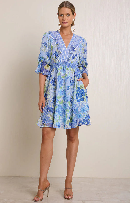 3/4 SLEEVE FLORAL DRESS