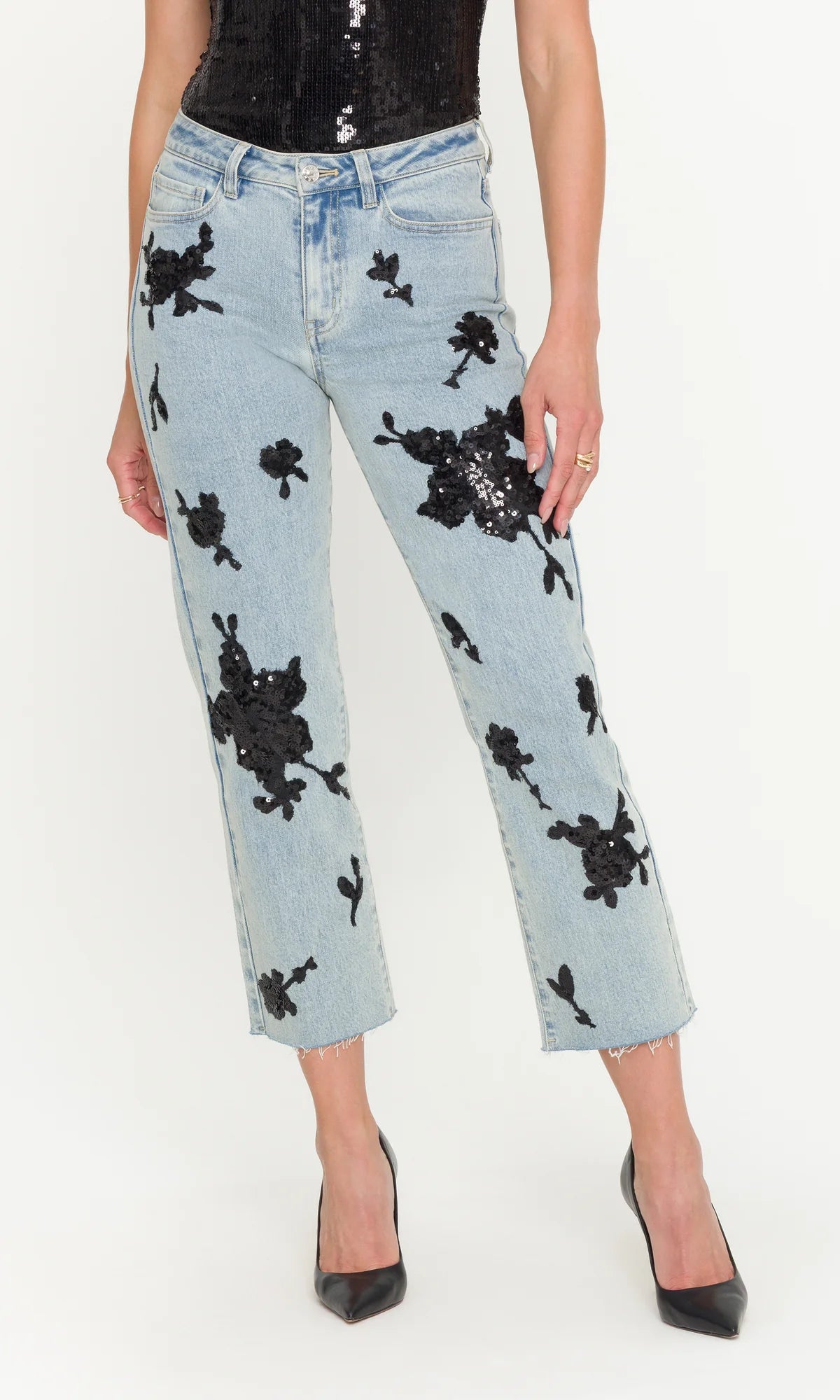 FLORAL SEQUIN JEAN