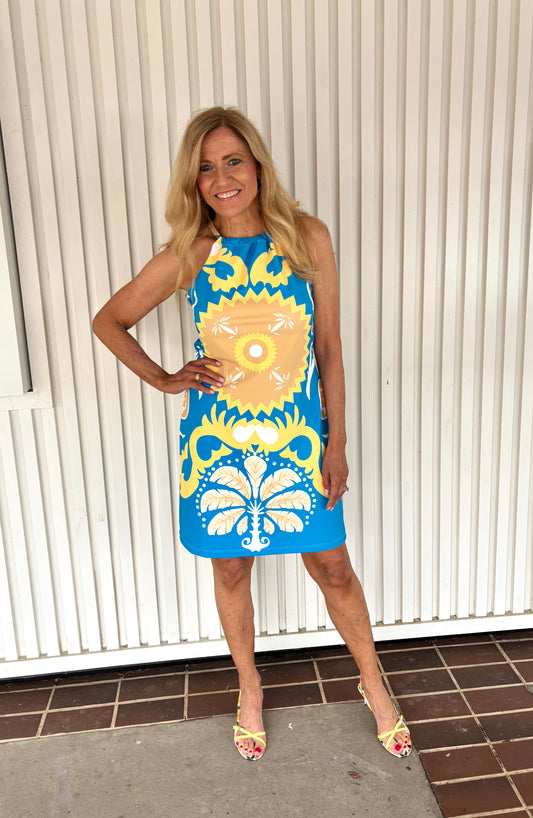 SLEEVELESS PRINTED DRESS