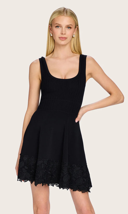 LACE RIB COMBO DRESS