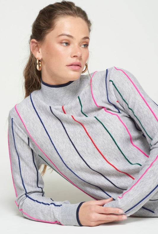 GREY MULTICOLORED STRIPED KNIT