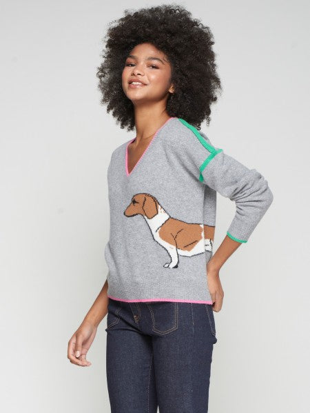 GREY DACHSHUND SWEATER