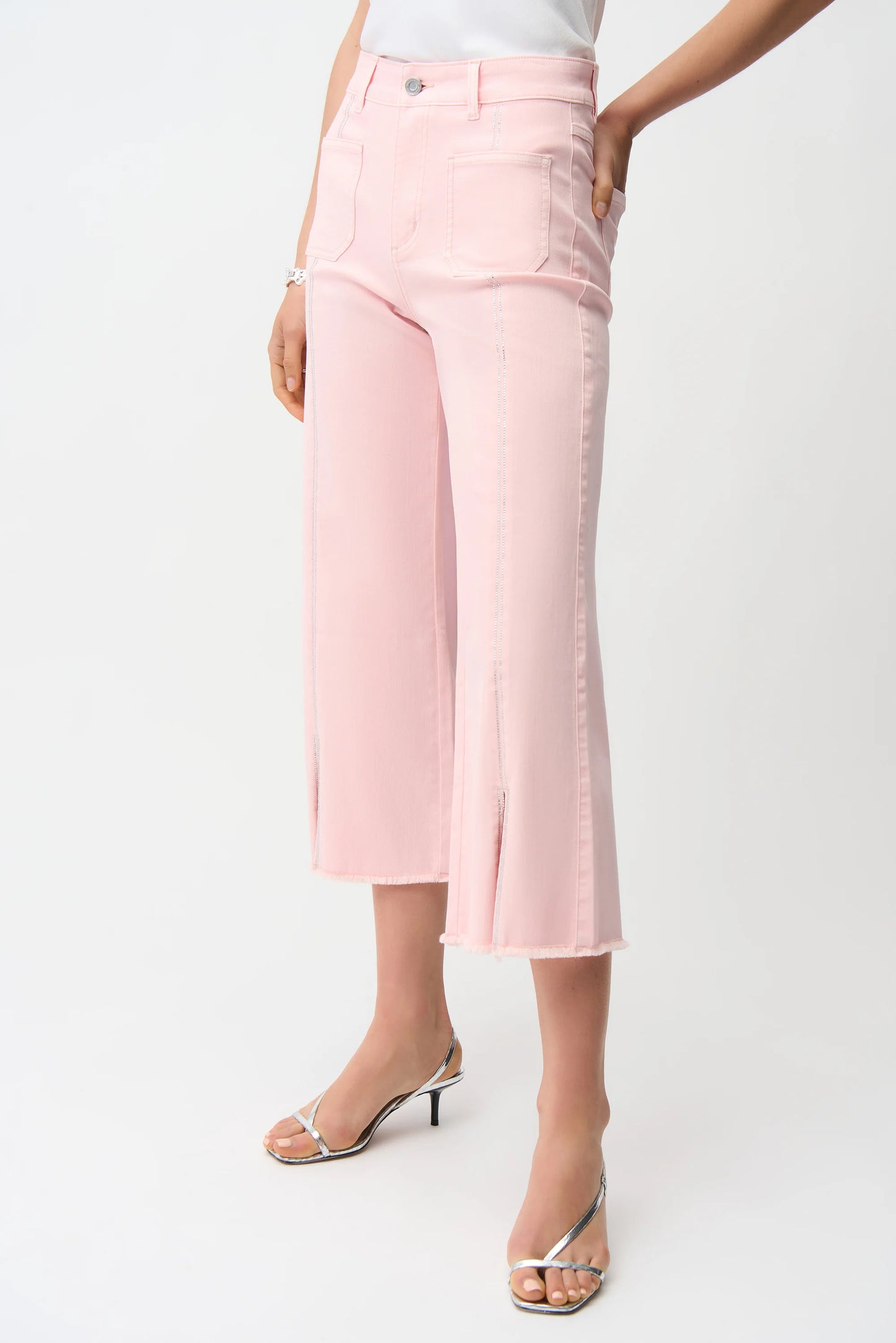 CULOTTE JEANS WITH EMBELLISHED FRONT SEAM