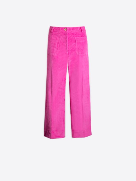 PINK CORDUROY TROUSERS WITH FRONT POCKETS
